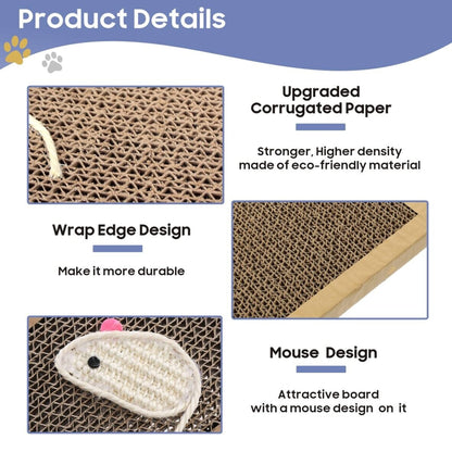 2pk Cat Scratching Board | 37 x 12cm | Reversible Cat Scratcher Cardboard Cat Scratchers for Indoor Cats, Small & Large | Cat Scratching Pad Cat Scratch Board Cat Cardboard Scratcher for Cats