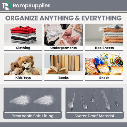 RampSupplies Foldable Storage Cubes with Handles, 30cm x 30cm x 30cm,Fabric Storage Boxes, Toy Baskets for Baby Clothes Home and Office Room Organizers (Gray)