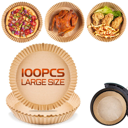 100 PCS Large Air Fryer Disposable Paper Liner, Non-stick Air Fryer Liners, Oil-Proof Air Fryer Parchment Paper, Food Grade Round Baking Paper For Frying Baking Roasting Microwave, 100PCS, 8 Inch.