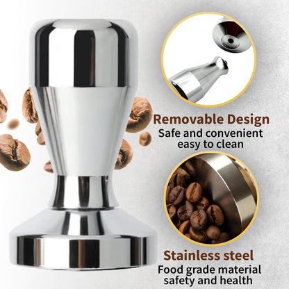 ZEPARO Coffee Tamper 51mm Espresso Coffee Press with SiliconTamper Mat, Stainless Steel Barista Espresso Machine Accessory, Espresso Tamper 51mm