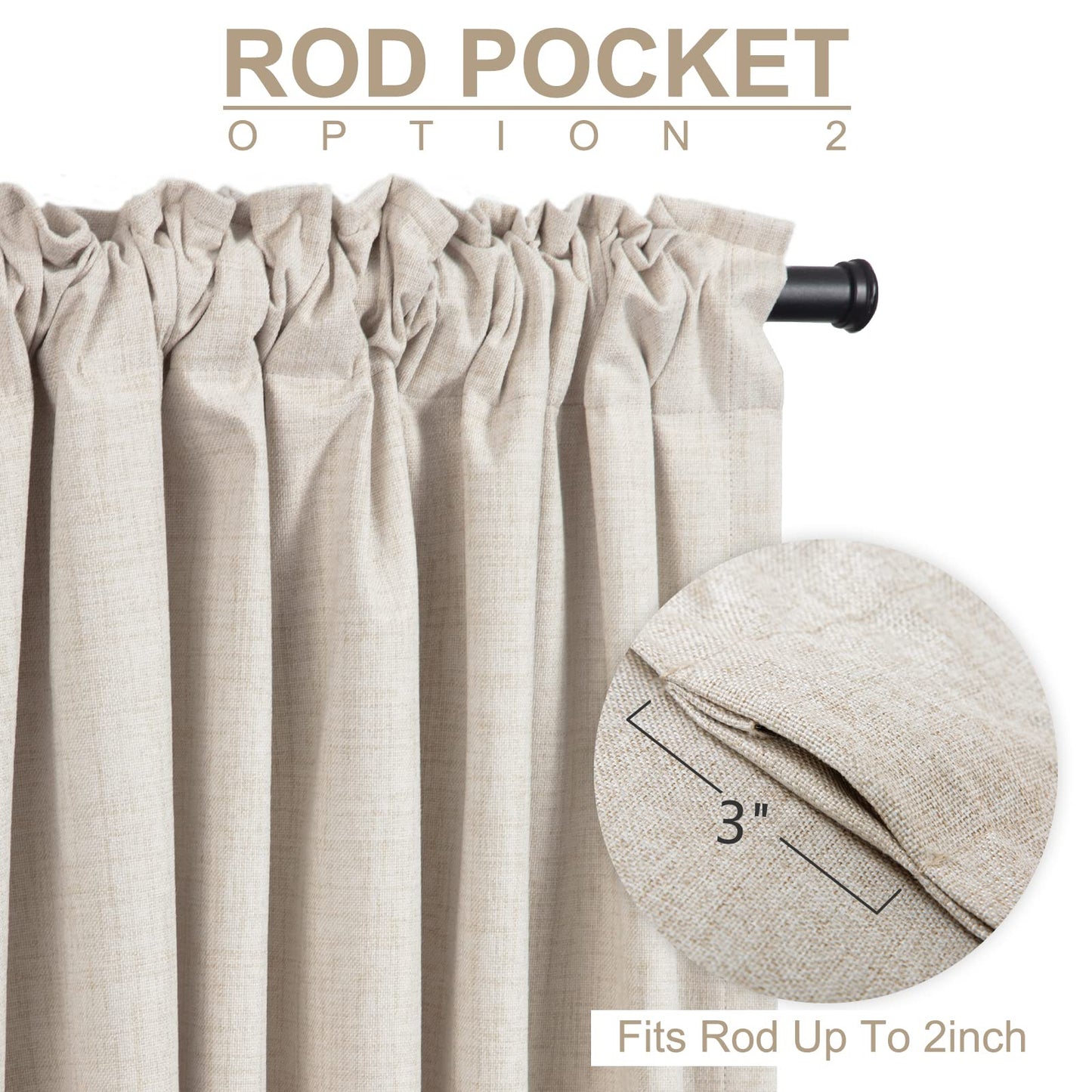 INtex CURTAINS HOUSE 100% Blackout Shield Linen Blackout Curtains for Bedroom and Living Room - Thermal Insulated Textured Drapes with Back Tab/Rod Pocket - 1 Piece Cream 150W x 230L CM