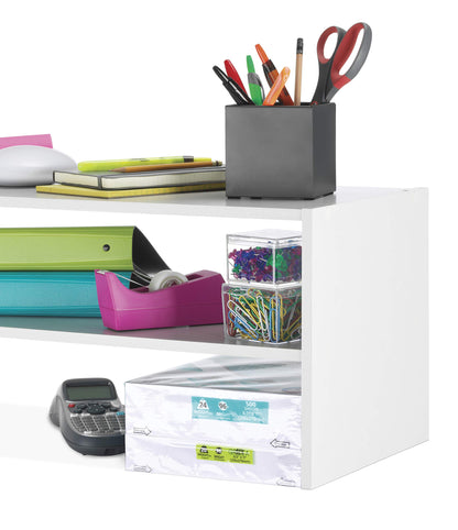 Wooden Shoe Organizer in White, 2-Shelf Freestanding Shoe Rack, Expandable Storage for Entryway or Closet, Simple and Modern Footwear Solution (31")