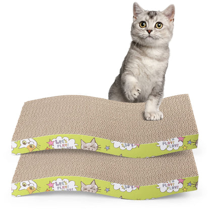 PrimePets Cat Scratchers Cardboard, S Shape Cat Scratch Pad, Cat Scratching, Corrugated Board Reversible with Catnip for Indoor Cats