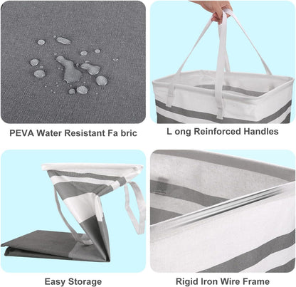 Dirty Clothes Hamper Big Laundry Baskets with Handles, Collapsible Laundry Hampers for Bedroom, Extra Large Hamper Basket Bin for Living Room (2pcs)