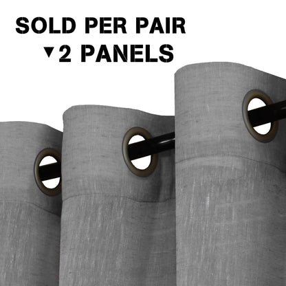 INtex Curtains Semi-Transparent Natural Linen Curtains with Elegant Sheer Fabric and Steel Grommets - 1 Piece 200W x 230L CM Dark gery