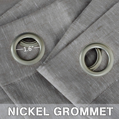 INtex Curtains Semi-Transparent Natural Linen Curtains with Elegant Sheer Fabric and Steel Grommets - 1 Piece 200W x 230L CM Dark gery