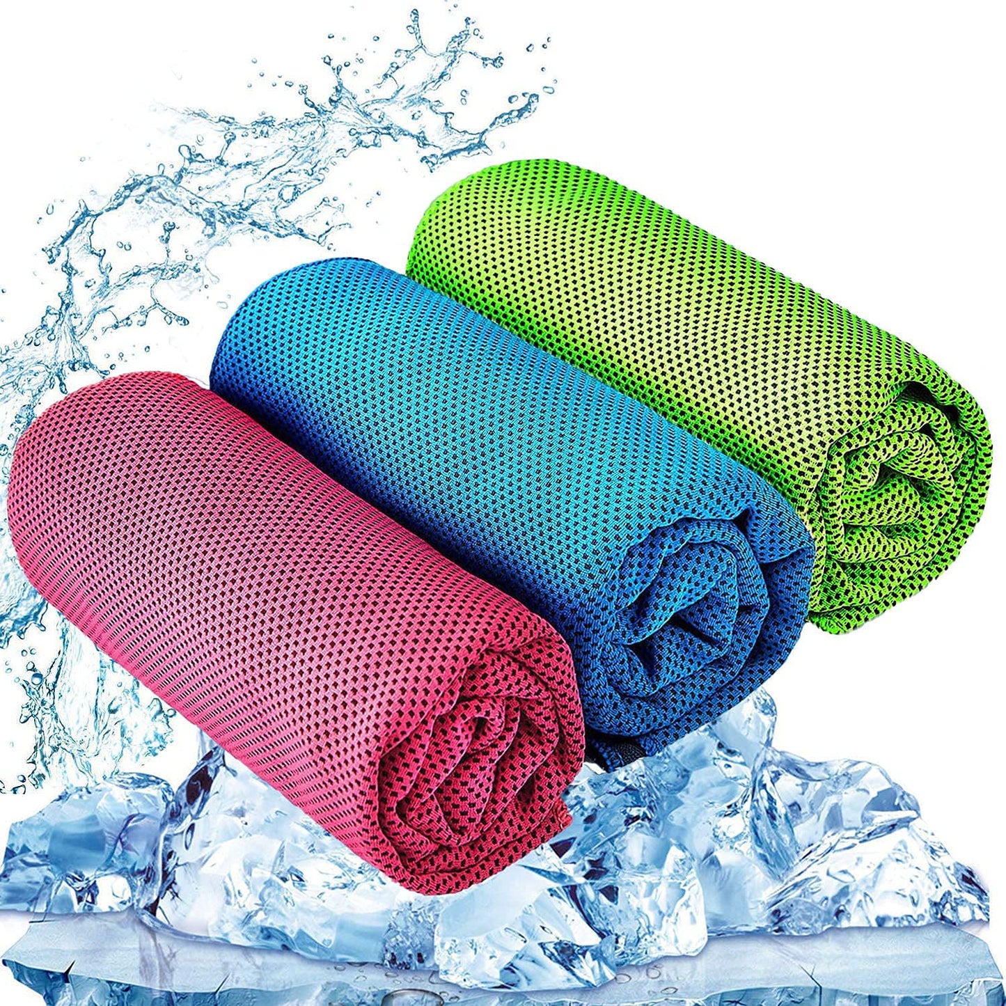KASTWAVE Cooling Towel 3 Pcs (35"x12") Microfiber Towel for Instant Cooling Relief, Cool Cold Towel for Yoga Golf Travel Gym Sports Camping Football and Outdoor Sports