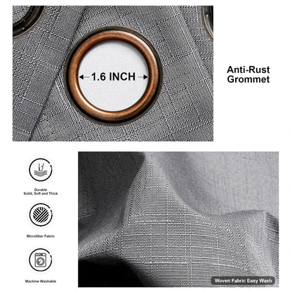 INtex Curtains Linen 100% Blackout Curtains for Bedroom Living Room Thermal Insulated Fabric -Room Darkening -Steel Grommet Window Curtains -1 Piece Ivory 140W X 250L CM