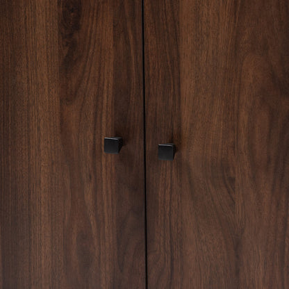 Modern Shoe Cabinet, Brown Wooden Shoe Storage Organizer with Doors, Contemporary Freestanding Rack for Entryway, Hallway, or Closet, Concealed Footwear Storage