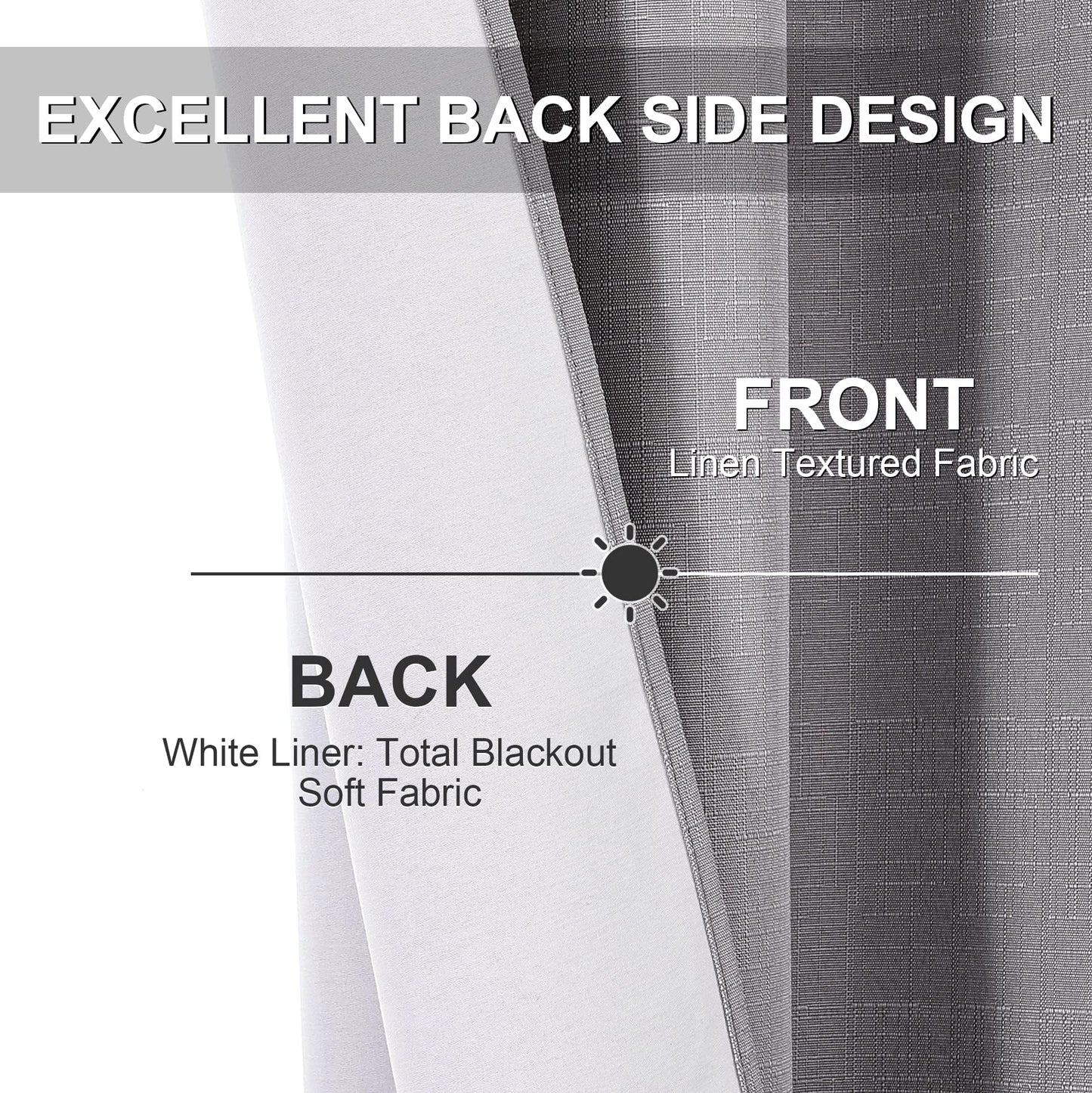 INtex Curtains Linen 100% Blackout Curtains for Bedroom Living Room Thermal Insulated Fabric -Room Darkening -Steel Grommet Window Curtains -1 Piece Ivory 140W X 250L CM