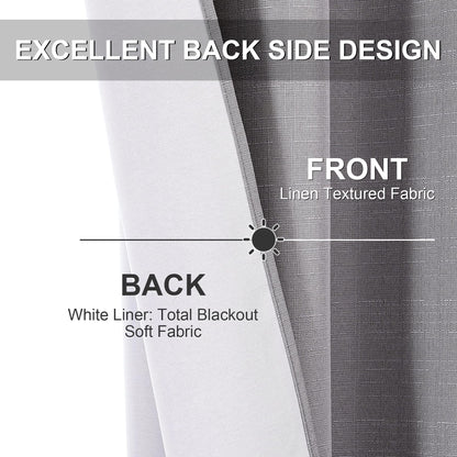 INtex Curtains Linen 100% Blackout Curtains for Bedroom Living Room Thermal Insulated Fabric -Room Darkening -Steel Grommet Window Curtains -1 Piece Ivory 140W X 250L CM