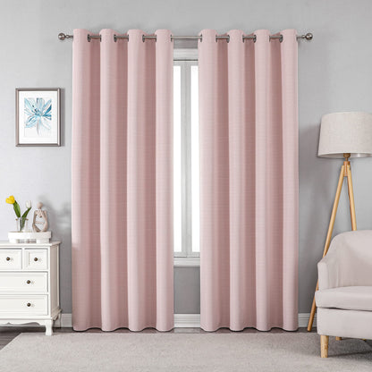 INtex Curtains Linen 100% Blackout Curtains for Bedroom Living Room Thermal Insulated Fabric -Room Darkening -Steel Grommet Window Curtains -1 Piece Ivory 140W X 250L CM
