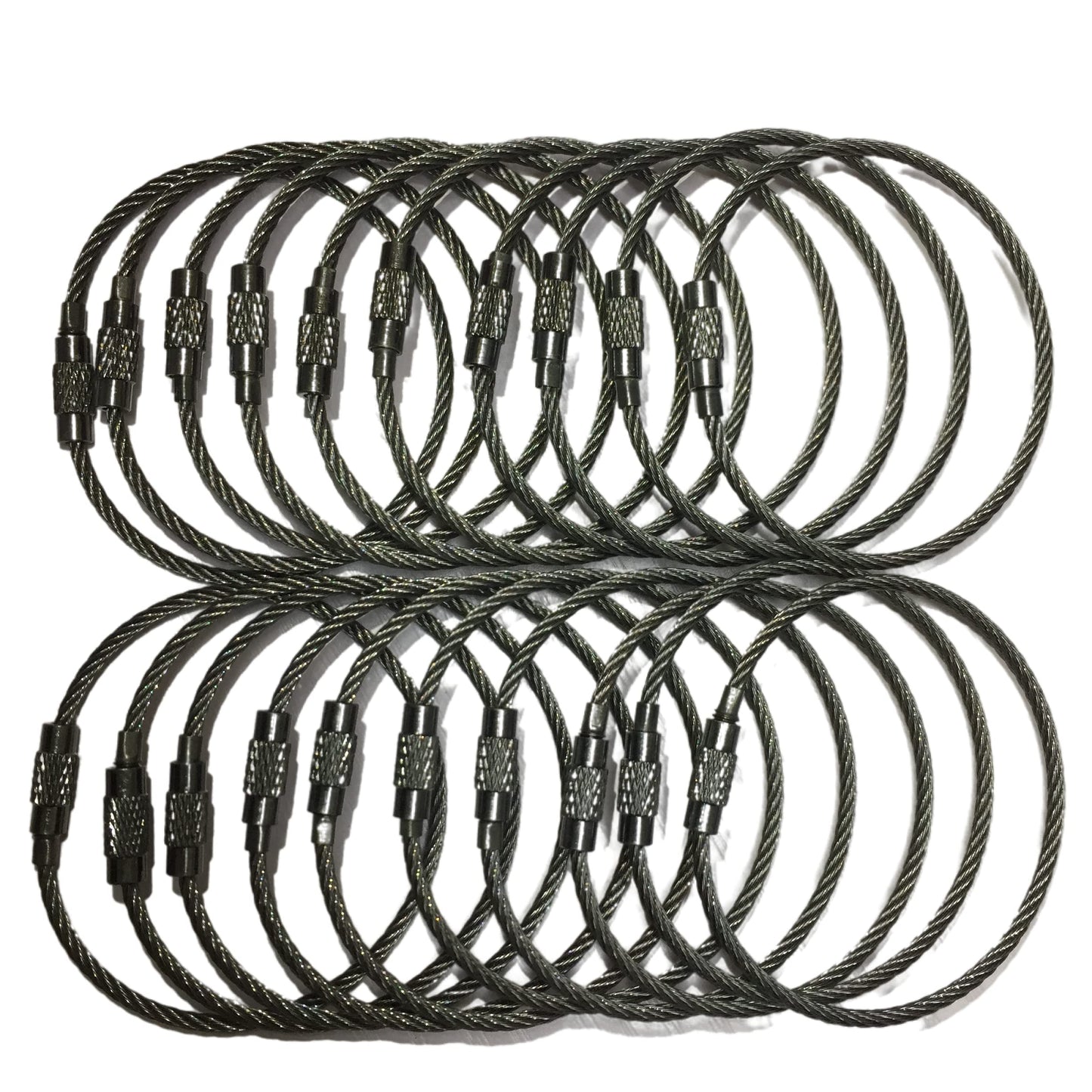 NC Baby Flower 20pcs Key Ring Keychain Aircraft Cable Wire Stainless Steel Gear Black Nickel 7.8 Ih(Dia.2mm)