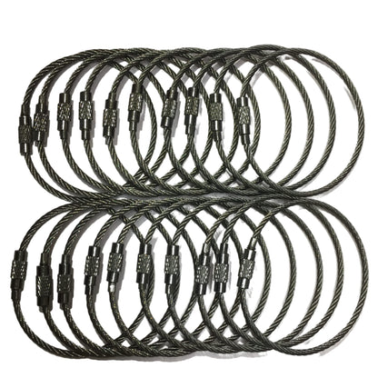 NC Baby Flower 20pcs Key Ring Keychain Aircraft Cable Wire Stainless Steel Gear Black Nickel 7.8 Ih(Dia.2mm)