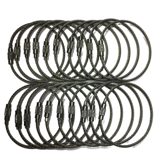 NC Baby Flower 20pcs Key Ring Keychain Aircraft Cable Wire Stainless Steel Gear Black Nickel 7.8 Ih(Dia.2mm)