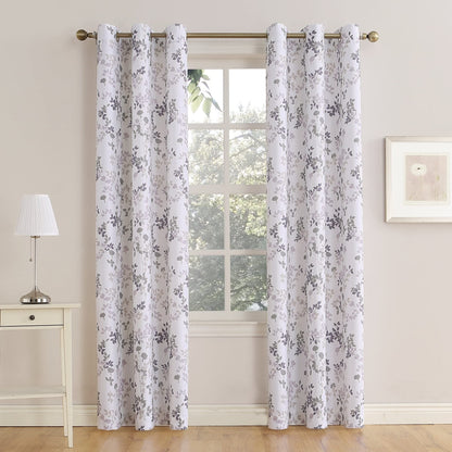 Linen Velvet Sabia Curtains-Modern Multi Colour Sheer Design-Steel Grommets -1 Piece 140W X 230L CM White*purple