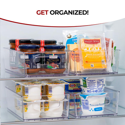 Fullstar Fridge Organizer Set - 2 Clear Storage Bins With Handles for Refrigerator, Freezer, and Pantry Organization