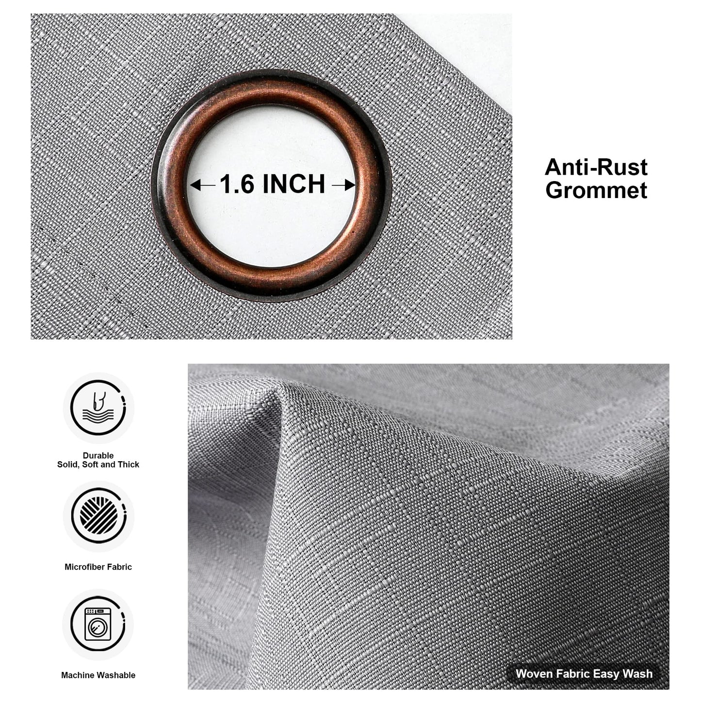 INtex Curtains Linen 100% Blackout Curtains for Bedroom Living Room Thermal Insulated Fabric -Room Darkening -Steel Grommet Window Curtains -1 Piece Ivory 140W X 250L CM