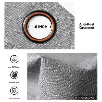 INtex Curtains Linen 100% Blackout Curtains for Bedroom Living Room Thermal Insulated Fabric -Room Darkening -Steel Grommet Window Curtains -1 Piece Ivory 140W X 250L CM