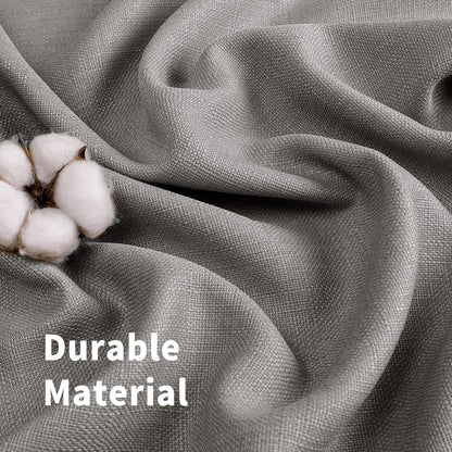 INtex CURTAINS Natural Linen Curtains -Semi Transparent Sheer -Soft And Durable Fabric -For Living Rooms And Bedroom Steel Grommets -Two Pieces 145W x 180L CM Light Grey