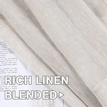 Semi-Transparent Natural Linen Curtains with Elegant Sheer Fabric and Steel Grommets - 1 Piece