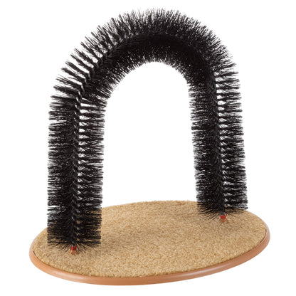 Self-Groomer and Massager for Cats, Arched Bristle Brush for Shedding and Scratching, Easy to Assemble, Black, 29.45 x 19 x 6.7 cm