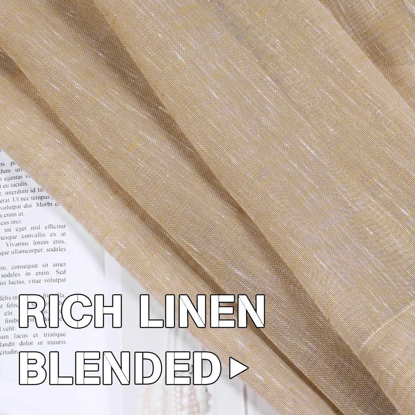 INtex Curtains Semi-Transparent Natural Linen Curtains with Elegant Sheer Fabric and Steel Grommets - 1 Piece 200W x 230L CM Dark gery