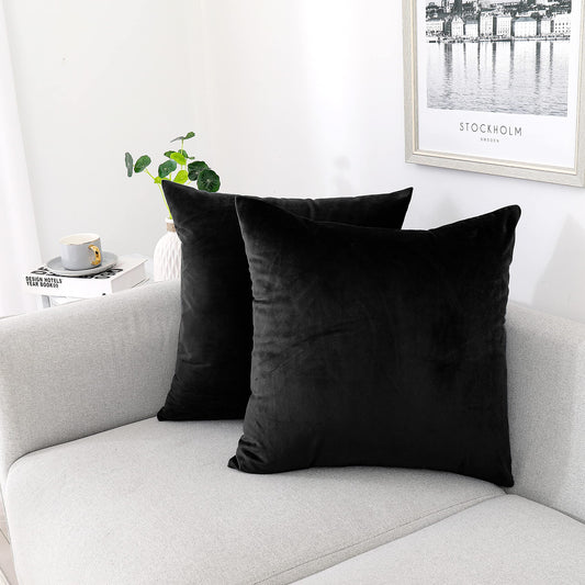 Soft Thick Velvet Throw Pillow Covers Decorative Square Cushion Cover For Couch Sofa Bedroom Living Room - set of 2 Pieces