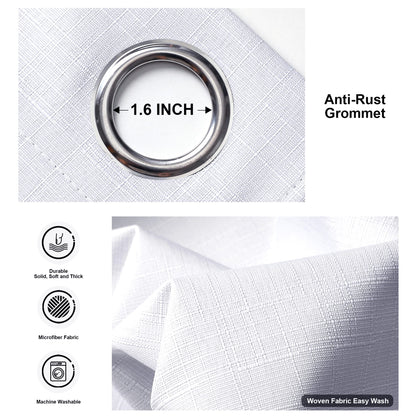 Linen 100% Blackout Curtains for Bedroom Living Room Thermal Insulated Fabric -Room Darkening -Steel Grommet Window Curtains -1 Piece