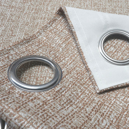 INtex CURTAINS HOUSE Natural Linen Semi-Sheer Window Drapes, Light-Filtering Privacy Curtains for Bedroom and Living Room, Steel Grommets, 2 Panels Cafe 130W x 265L