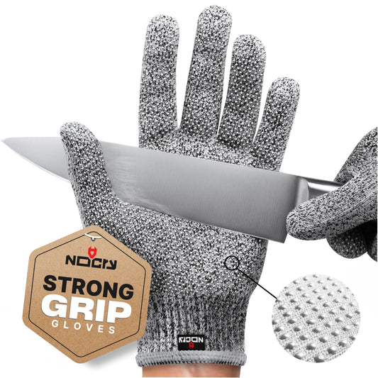 NoCry Cut Resistant Gloves with Grip Knobs - High Performance Level 5 Protection, Food Safe, Medium - 1 Pair