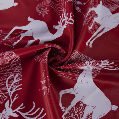 INtex CURTAINS HOUSE Christmas Curtains – Deer & Snow Print Linen Velvet for Living Room & Bedroom - Winter Wonderland Home Decor - Steel Grommets - 1 Piece - 135W x 230L CM