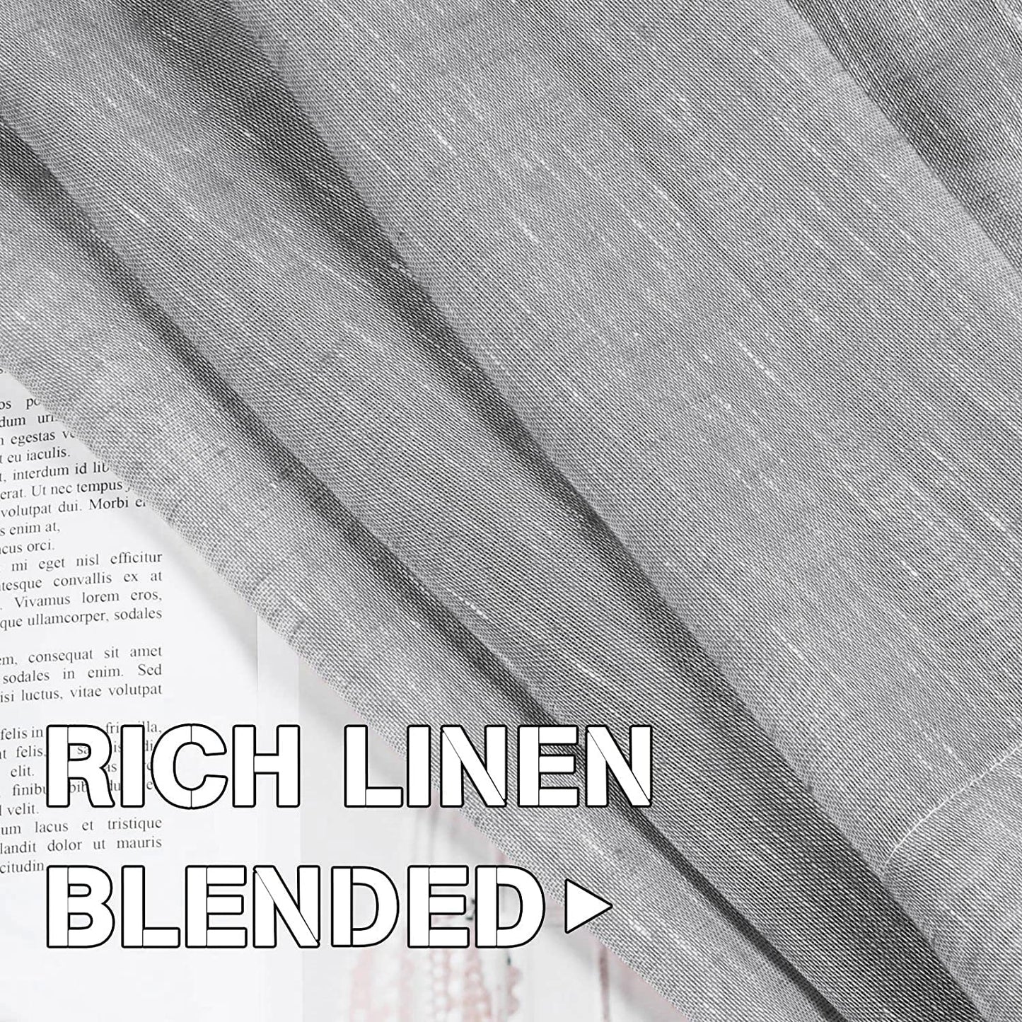 INtex Curtains Semi-Transparent Natural Linen Curtains with Elegant Sheer Fabric and Steel Grommets - 1 Piece 200W x 230L CM Dark gery