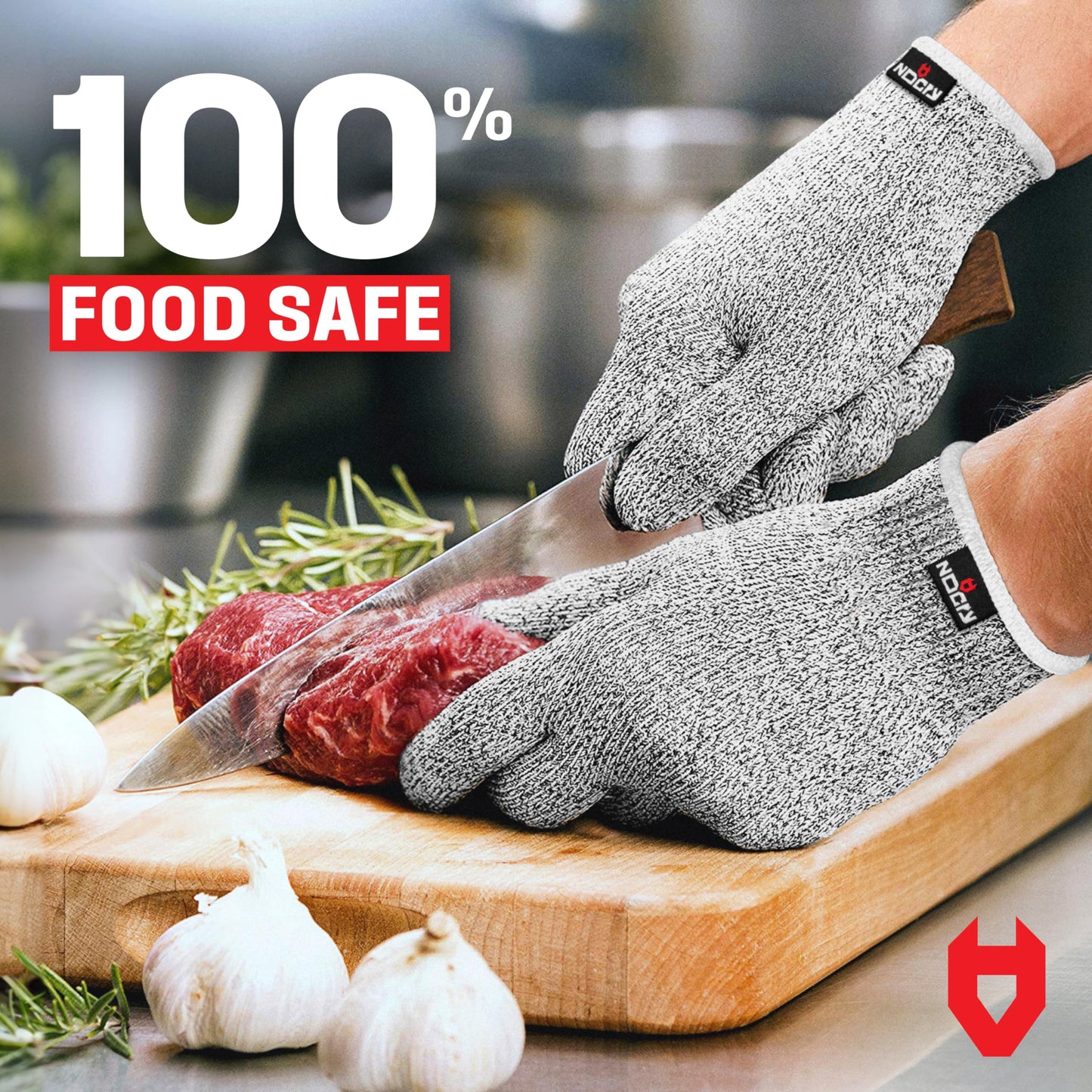 NoCry Cut Resistant Gloves with Grip Knobs - High Performance Level 5 Protection, Food Safe, Medium - 1 Pair