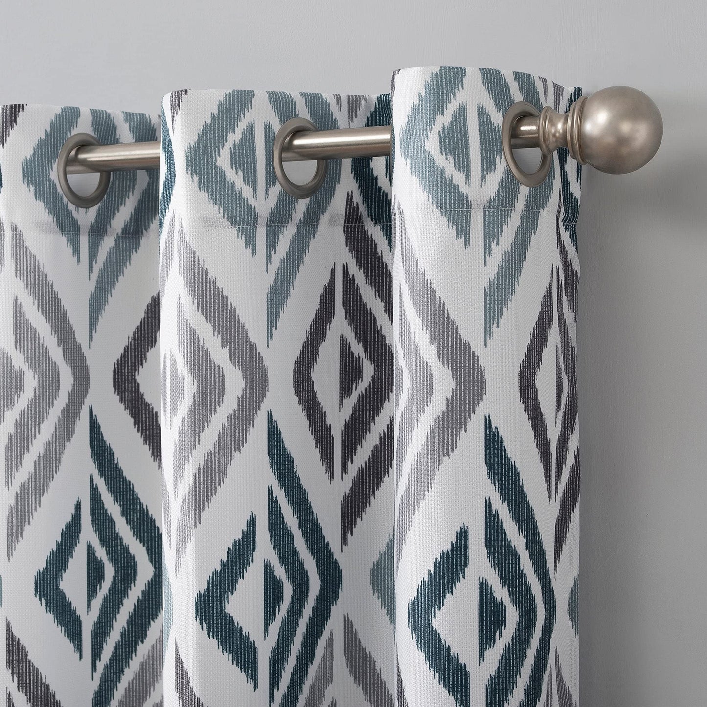 INtex CURTAINS HOUSE Linen Velvet Sabia Curtains-Modern Multi Colour Sheer Design-Steel Grommets -1 Piece 140W X 230L CM Teal*Gray