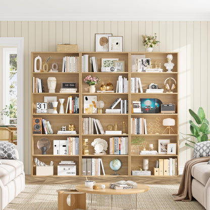 6-Tier Open Bookcase in Light Oak, Freestanding Tall Bookshelf for Bedroom, Living Room and Office, Display Storage Shelves, Modern Bookshelf (Light Oak)
