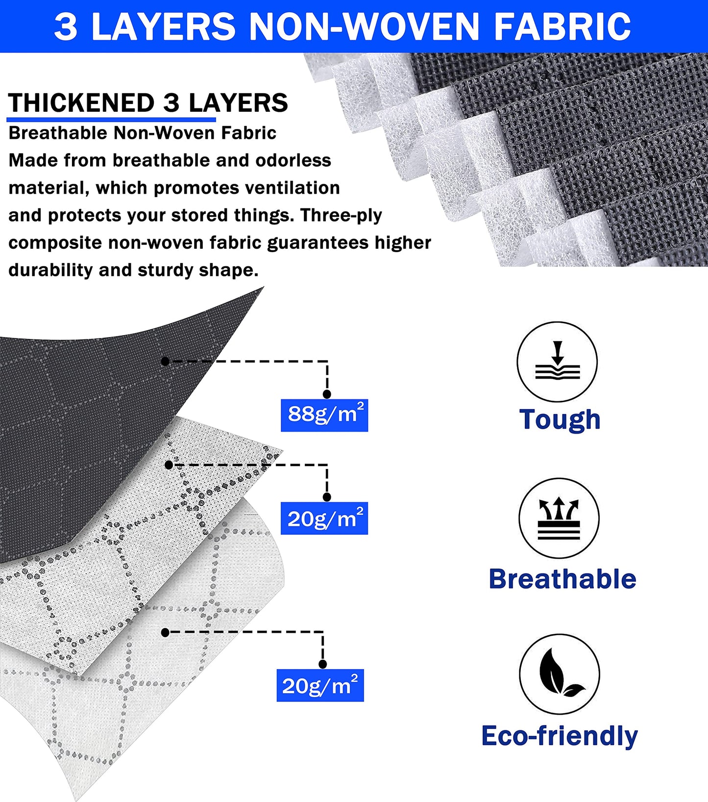 GVTECH Clothes Storage Bag Organizer, [3 Pack] Large Capacity Reinforced Handle Thick Fabric for Comforters, Blankets, Bedding, Duvet, Foldable & Sturdy Zipper, Clear Window, Under Bed Storage (Grey)