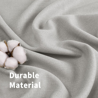 INtex CURTAINS Natural Linen Curtains -Semi Transparent Sheer -Soft And Durable Fabric -For Living Rooms And Bedroom Steel Grommets -Two Pieces 145W x 180L CM Light Grey