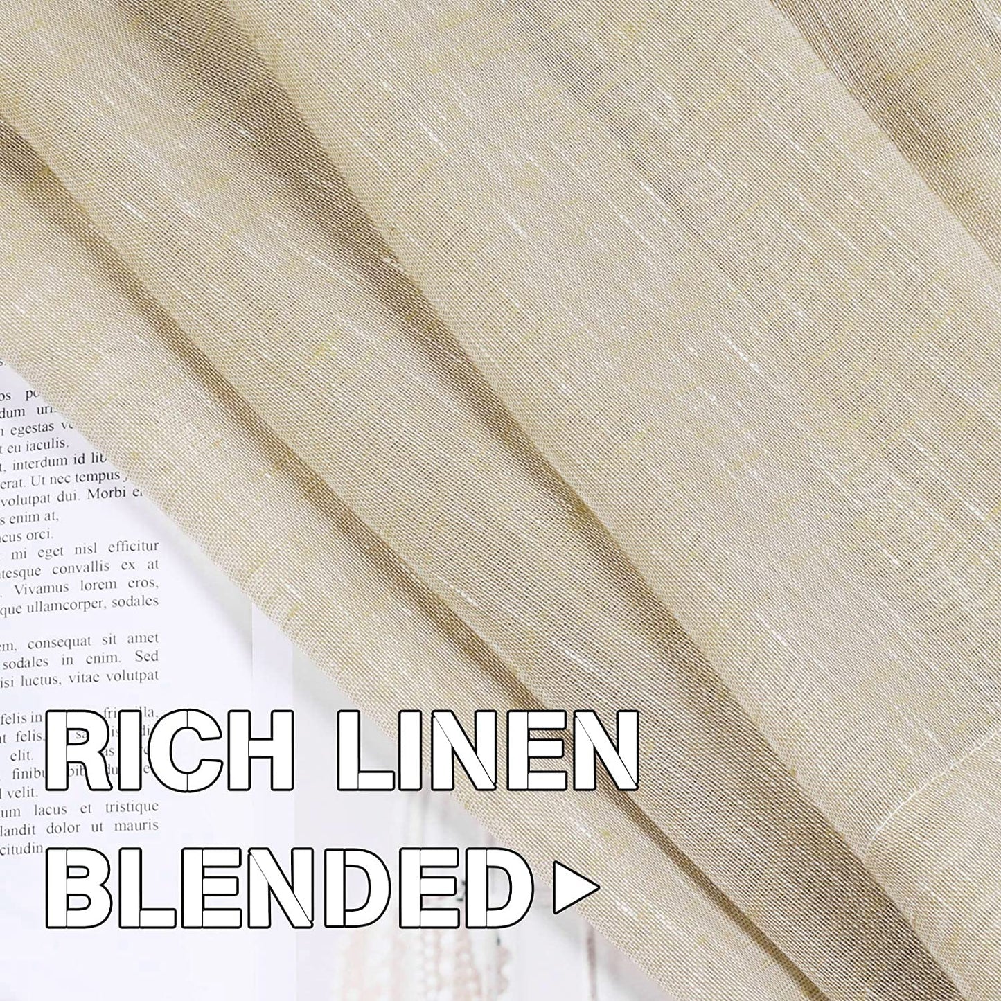 INtex Curtains Semi-Transparent Natural Linen Curtains with Elegant Sheer Fabric and Steel Grommets - 1 Piece 200W x 230L CM Dark gery