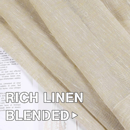 INtex Curtains Semi-Transparent Natural Linen Curtains with Elegant Sheer Fabric and Steel Grommets - 1 Piece 200W x 230L CM Dark gery