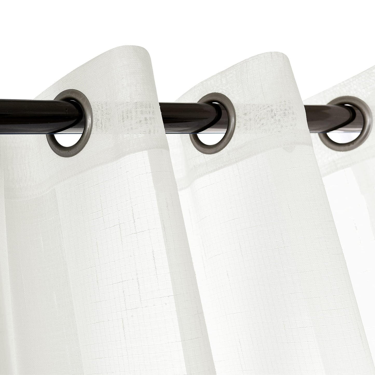 Curtains Natural Linen Light Filtering Curtains For Bed Rooms And Living Rooms - Steel Grommets - 1 Piece