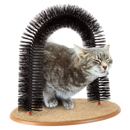Self-Groomer and Massager for Cats, Arched Bristle Brush for Shedding and Scratching, Easy to Assemble, Black, 29.45 x 19 x 6.7 cm