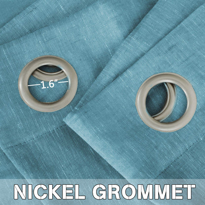 INtex Curtains Semi-Transparent Natural Linen Curtains with Elegant Sheer Fabric and Steel Grommets - 1 Piece 200W x 230L CM Dark gery