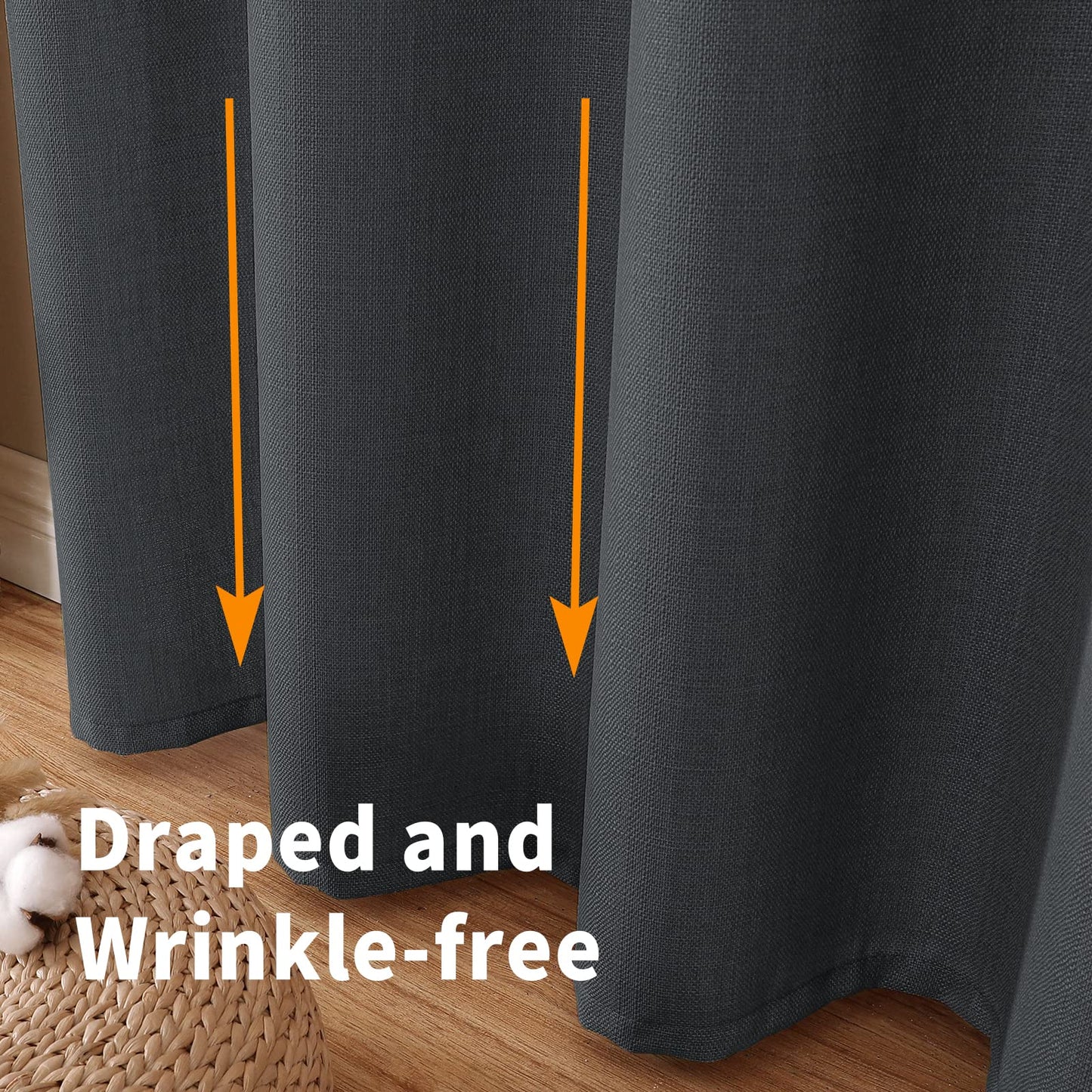 INtex CURTAINS Natural Linen Curtains -Semi Transparent Sheer -Soft And Durable Fabric -For Living Rooms And Bedroom Steel Grommets -Two Pieces 145W x 180L CM Light Grey