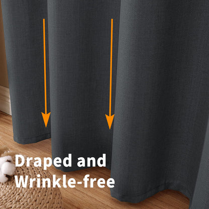 INtex CURTAINS Natural Linen Curtains -Semi Transparent Sheer -Soft And Durable Fabric -For Living Rooms And Bedroom Steel Grommets -Two Pieces 145W x 180L CM Light Grey