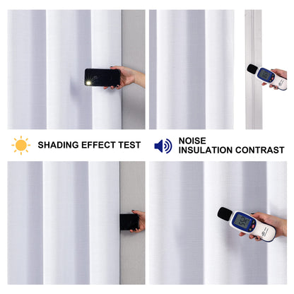 Linen 100% Blackout Curtains for Bedroom Living Room Thermal Insulated Fabric -Room Darkening -Steel Grommet Window Curtains -1 Piece