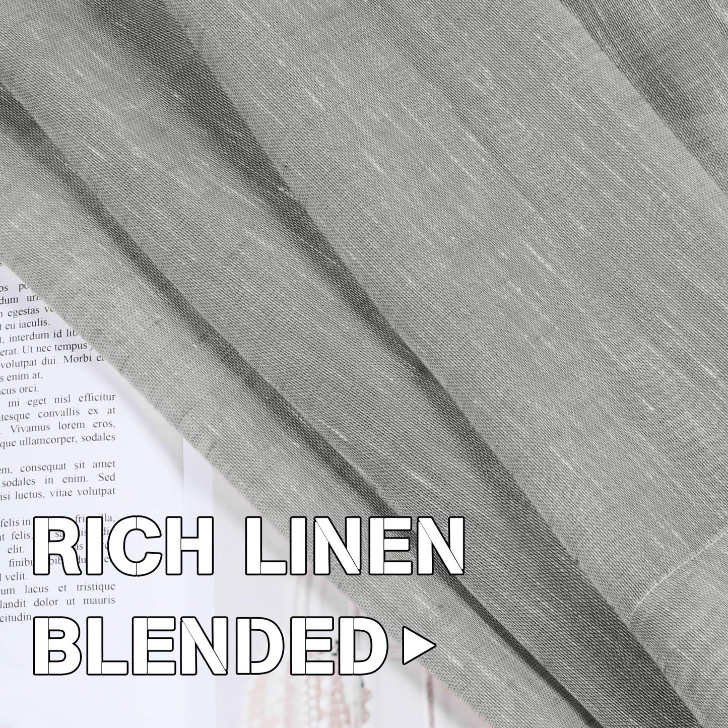 INtex Curtains Semi-Transparent Natural Linen Curtains with Elegant Sheer Fabric and Steel Grommets - 1 Piece 200W x 230L CM Dark gery