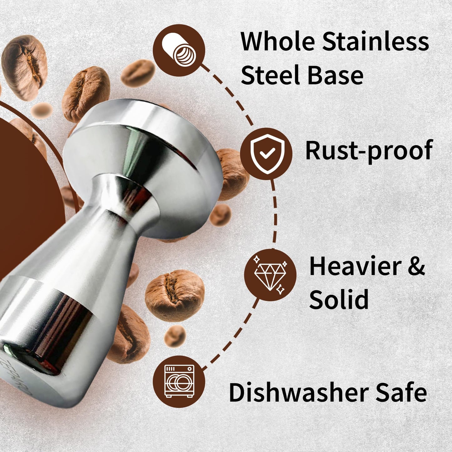ZEPARO Coffee Tamper 51mm Espresso Coffee Press with SiliconTamper Mat, Stainless Steel Barista Espresso Machine Accessory, Espresso Tamper 51mm