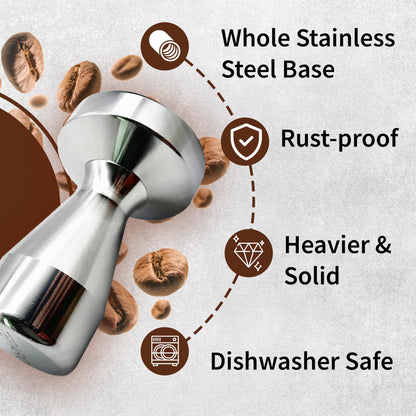 ZEPARO Coffee Tamper 51mm Espresso Coffee Press with SiliconTamper Mat, Stainless Steel Barista Espresso Machine Accessory, Espresso Tamper 51mm
