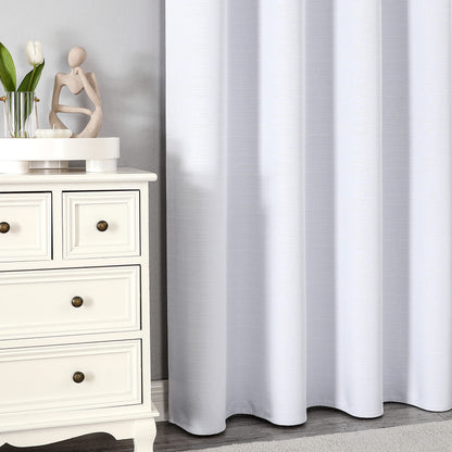 Linen 100% Blackout Curtains for Bedroom Living Room Thermal Insulated Fabric -Room Darkening -Steel Grommet Window Curtains -1 Piece